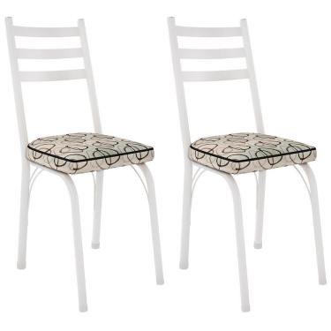 Imagem de Kit 2 Cadeiras Para Cozinha Tubular D-13 Nara De Aço Branco/cedro