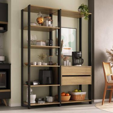 Imagem de Armário de Cozinha Modulada Compacta 135cm 2 Peças com 2 Gavetas Multimóveis MP2284