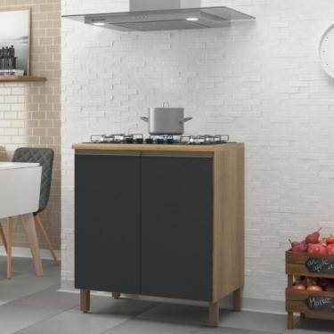 Imagem de Balcão Modulado Com Tampo Fidelitá Veneza 80 Cm 2 Portas Castani/Chumb