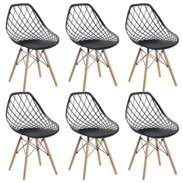 Imagem de Conjunto 6 Cadeiras para Sala de Jantar Clarice Cloe Madeira - Movesca