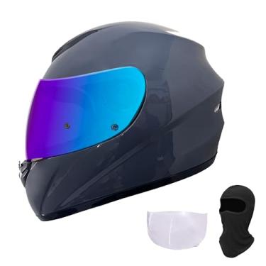 Imagem de KRN Capacete Integral Para Motocicleta Com Viseira Colorida Dot Approved E Balaclava Cinza Brilhante Transparente (P)