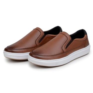 Imagem de Sapato Tênis Masculino Slip On Iate Mocassim Sapatenis Confortável 100% Couro Eco. (Havana, BR, Adulto, Numérico, 40)