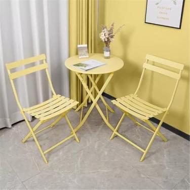 Imagem de Conjunto De Bistrô Dobrável - Móveis De Exterior De 3 Peças Para Jardim, Quintal, Piscina - Mesa E Cadeiras Dobráveis Para Gramado, Varanda, Varanda - Resistente às Intemp, Yellow