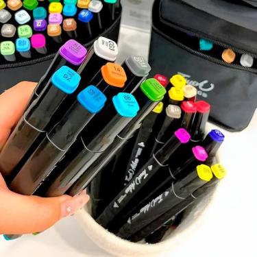 Imagem de Kit Marcadores 80 Cores Ponta Dupla com Estojo Profissional - ShopMix