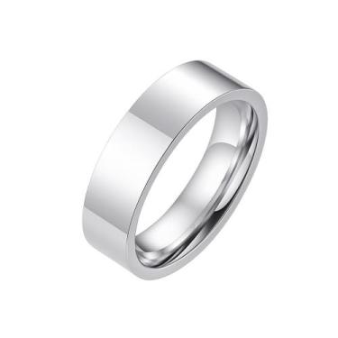 Imagem de Aliança Prata 6mm Namoro Reta Abaulada Casal Compromisso Luxo Relacion