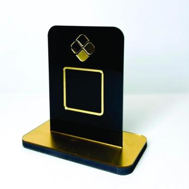 Imagem de Placa em acrilico para qr code de pix cor preto com dourado - CRIATIVA