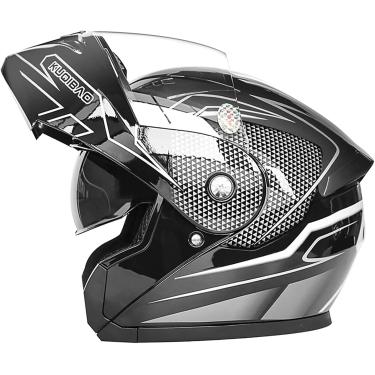 Imagem de Capacete De Motocicleta Flip-up Itegrated Modular Full Face Helmets Capacete De Segurança Motocicleta Locomotiva Full Face Helmets Double Visor For Me Ad Wome, A, XL=61~62cm