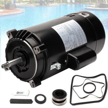 Imagem de Motor de bomba de piscina UST1202 2 HP e kit de vedação compatível com Hayward Super, Super II, Max Flow, Max-Flow, Northstar, bomba Magnum de jacuzzi e motor de bomba de piscina de flange redonda 115
