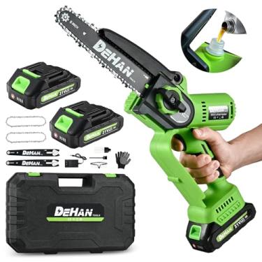 Imagem de DEHANTOOLS Mini Motosserra De 8 Polegadas, Motosserra Sem Fio De 900 W Sem Escovas Com 2 Baterias De 2,0 Ah, Motosserra Portátil Para Aparar Árvores, Cortar Madeira, Ferramentas De Jardinagem Perfei