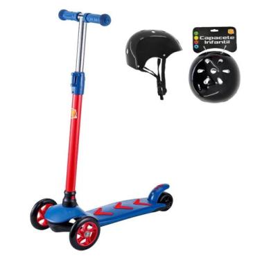 Imagem de Kit Patinete Menino Azul Radical 40Kg Ajustável Com Capacete - DM Toys