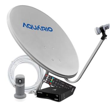 Imagem de Aquario Kit Antena Parabólica DTH-9075, Digital, 75cm, Banda Ku, Receptor Satélite, LNBF Universal, Cabo Coaxial 75 Ohms 15m