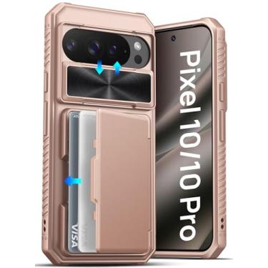 Imagem de ATATOO Capa para Google Pixel 10/10 Pro com suporte para cartão (3 a 5 cartões) [bloqueio RFID] e capa de lente deslizante, proteção de nível militar, capa carteira para Pixel 10/10 Pro 6,3 polegadas
