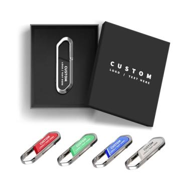 Imagem de Flash Drives USB personalizados com clipe seguro, pacote com 100 unidades de metal personalizadas para ferramentas de marketing de marca, presentes corporativos, promoções de eventos, embalagem
