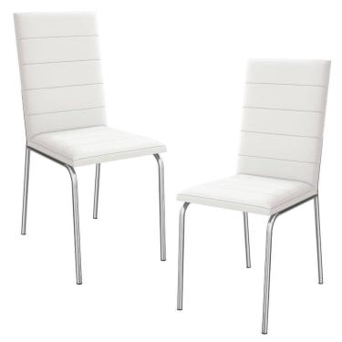 Imagem de Kit 2 Cadeiras Cromada Sala Jantar 2C091CR Corino Kappesberg Branco