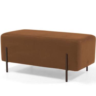 Imagem de Puff Retangular Decorativo Status 90x45 D02 Pés de Aço Veludo Telha C-