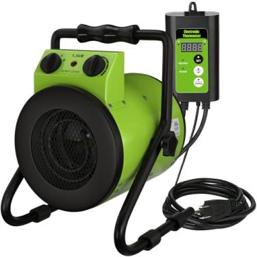 Imagem de Gardtech Aquecedor de estufa com termostato digital, aquecedor externo portátil de 1500 W com proteção contra superaquecimento, aquecedores de barraca de cultivo [volume de ar mais forte] Aquecimento