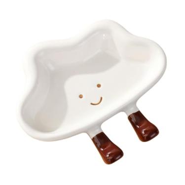 Imagem de Conjunto de pratos de cerâmica de pão fofo de desenho animado, 7 estilos, pratos infantis para frutas, sobremesas, pires em forma de pão à prova de forno para churrasco (11,5 x 10 x 1,8 cm)