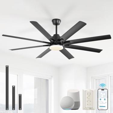 Imagem de Sofucor Ventiladores de teto de 52 polegadas com luzes, ventilador de teto interno/externo inteligente com controle remoto, funciona com Alexa/Google, motor CC reversível silencioso, 6 velocidades, 8