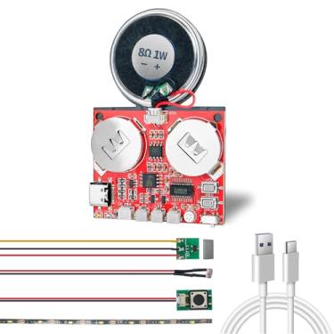 Imagem de Módulo de som, botão JRGKJCP de pressão de 16 MB, magnétron, módulo de chip de som de voz gravável ativado por controle de luz com faixa de luz, alto-falante, para cartão de felicitações, audiolivro