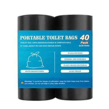 Imagem de Sacos de banheiro portáteis TAGLUMO 40 PCS Biodegradáveis 30L