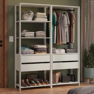 Imagem de Guarda-roupa Closet Modulado 4 Gavetas 140 Cm Valencia Madesa Branco