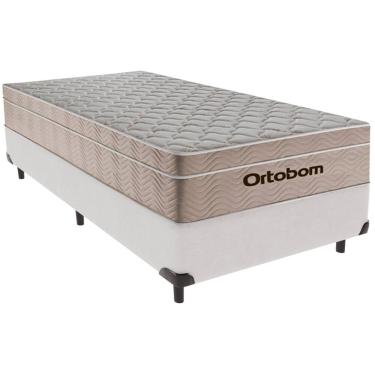 Imagem de Cama Box Solteiro Branco+Colchão Airtech Molas Ortobom