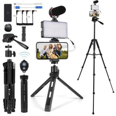 Imagem de Kit de vlogging Kalofaye para iPhone, Android com tripé e microfone
