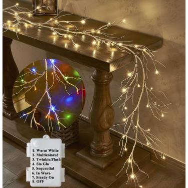 Imagem de Guirlanda de bétula pré-iluminada LITBLOOM com 48 luzes multicoloridas