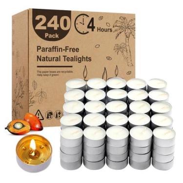 Imagem de Tea Lights Candles Hypmis, pacote 240, 4 horas, branco aceso
