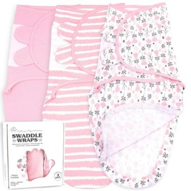 Imagem de Swaddle Sleep Sack Bublo Baby 0-3 meses, pacote com 3 flores rosa