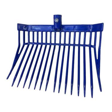 Imagem de IEUDNS Cabeça de substituição para garfo de esterco de cavalo com dentes angulares, ferramenta de limpeza, cabeça de forcado para feno, cama para cavalos, Azul