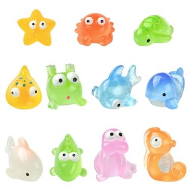 Imagem de KitBeads 55 peças fofas de baleia golfinho, estrela-do-mar, tartarugas marinhas, 11 estilos, figuras de animais oceânicos pequenos de resina, para artesanato, paisagem, vovó, decoração de casa