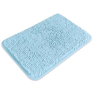 Imagem de PureSwan Tapete de banheiro pequeno 30,5 x 45,7 cm – Tapete de banho lavável e absorvente, antiderrapante, tapetes de banho de chenille macios grossos para banheiro, chuveiro, pia, tapete de cachorro