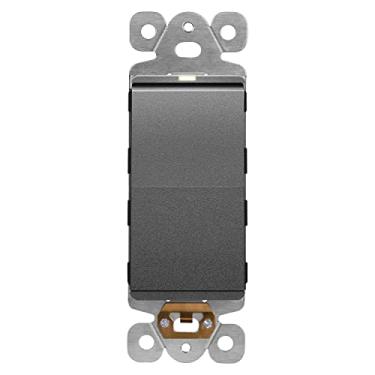 Imagem de LIDER Interruptor decorativo iluminado com acabamento fosco de design minimalista, interruptor de luz de remo sem moldura com luz localizadora, parafuso de aterramento, 3 vias ou polo único, 15A 120V