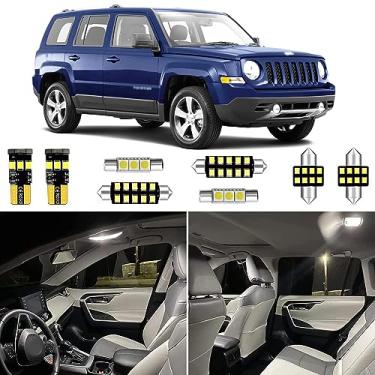 Imagem de HUOKEDS 6 kits de luzes LED brancas Patriot para Jeep Patriot 2007-2017 6000K super brilhante branco interior pacote de lâmpadas LED + ferramenta de instalação