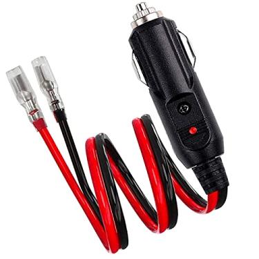 Imagem de AJDPOI Plugue de isqueiro macho de substituição de 12 volts 12 V 24 V cabo adaptador de isqueiro macho com cabo de extensão resistente de 12 AWG com luz LED e fusível de 15A (1 m /12AWG)