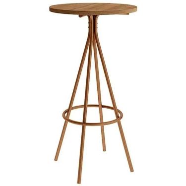 Imagem de Mesa Bistro 1575 Redonda em Aço com Tampo Madeirado Carraro Cor Rose Cobre Freijo