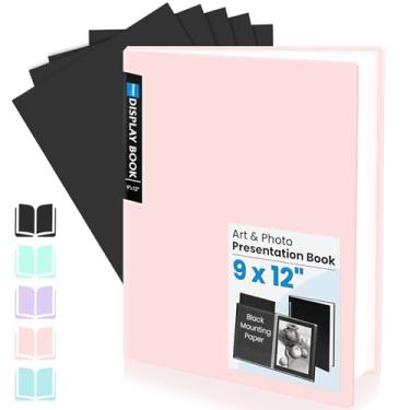 Imagem de Sooez Portfólio de arte 22 x 30 cm, 30 bolsos com 30 papéis pretos, fichário com mangas de plástico, exibição de 60 páginas, livro de apresentação para obras de arte, pastas para escritório e escola