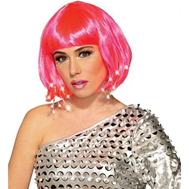 Imagem de Forum Novelties Peruca feminina de fantasia iluminada, Rosa choque, OS