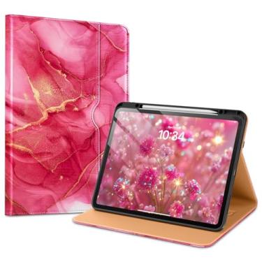 Imagem de VIKESI Capa para iPad Pro de 13 polegadas (M4) 2024, capa de couro com suporte para Apple Pencil, despertar/hibernar automaticamente, vários ângulos de visualização, alça de mão e bolso embutidos