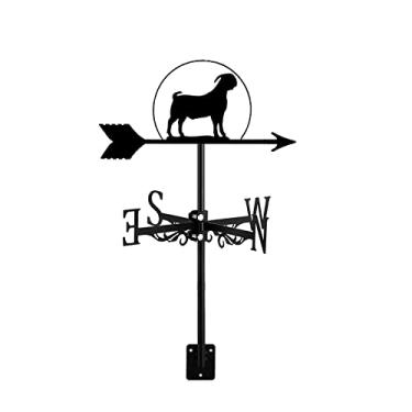 Imagem de Cata-vento de ferro de metal de ovelha, cata-vento de montagem em telhado de fazenda com indicador de direção de revestimento antiferrugem para decoração de jardim e quintal, ovelha