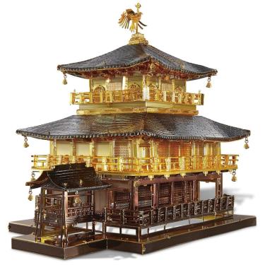Imagem de Quebra Cabeças 3D em Metal para Adultos, Tema Templo Dourado Kinkaku-ji com 369 Peças, Piececool
