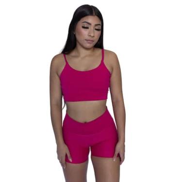 Imagem de Roupa Fit De Academia Short + Top Alcinha Poliamida Fitness Premium - 