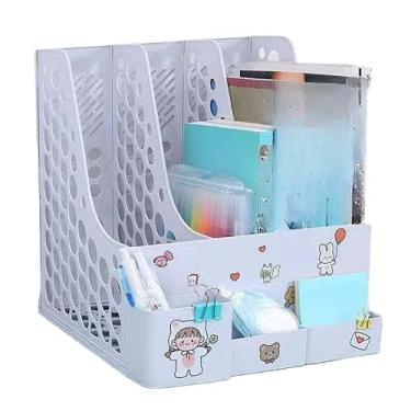 Imagem de Porta Livros e Organizador - Acabe com a Bagunça em Estantes e Mesas, Suporte para Separar Livros, Cadernos e Documentos com Estilo(1,(ORGRQ2023) BRANCO)