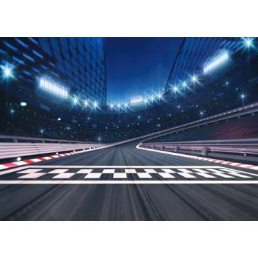 Imagem de Loccor Pano de fundo de linha de acabamento de tecido de 6 x 3 m para pista de corrida de carro de corrida para fotografia, arquibancadas, esportes motorizados, esportes, festa, decoração de festa de