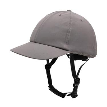Imagem de Colaxi Chapéu de capacete de bicicleta, chapéu de viseira de ciclismo, de sol estiloso, boné de beisebol destacável para acampamentos, atividades ao ar, Cinza, L