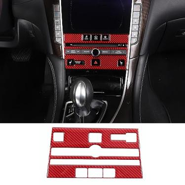 Imagem de Aotumcer Capa de painel de controle de CD multimídia para console central com aquecedor de botão de controle de assento, fibra de carbono, compatível com acessórios de interior de carro Infiniti Q50L