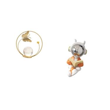 Imagem de Fenteer Escultura de em Forma de Bola de Cristal, Estatueta de Metal, Ornamento de Mesa, Estátua, Suporte para Corredor, Lareira, Quarto, Sala de E