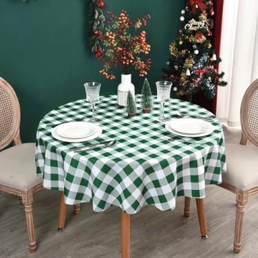 Imagem de Essifunia Toalha de mesa xadrez à prova d'água – Toalha de mesa redonda clássica xadrez de 127 cm para uso interno/externo – Capa de mesa Buffalo para piqueniques, churrascos e festas