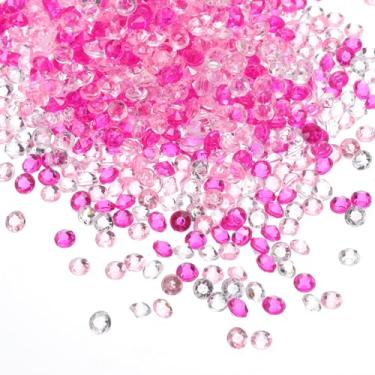 Imagem de 4000 peças cristal diamante transparente 4 mm acrílico casamento diamantes mesa dispersa confetes vasos preenchedores pedras preciosas para mesa centro de mesa chá de panela festa, rosa transparente
